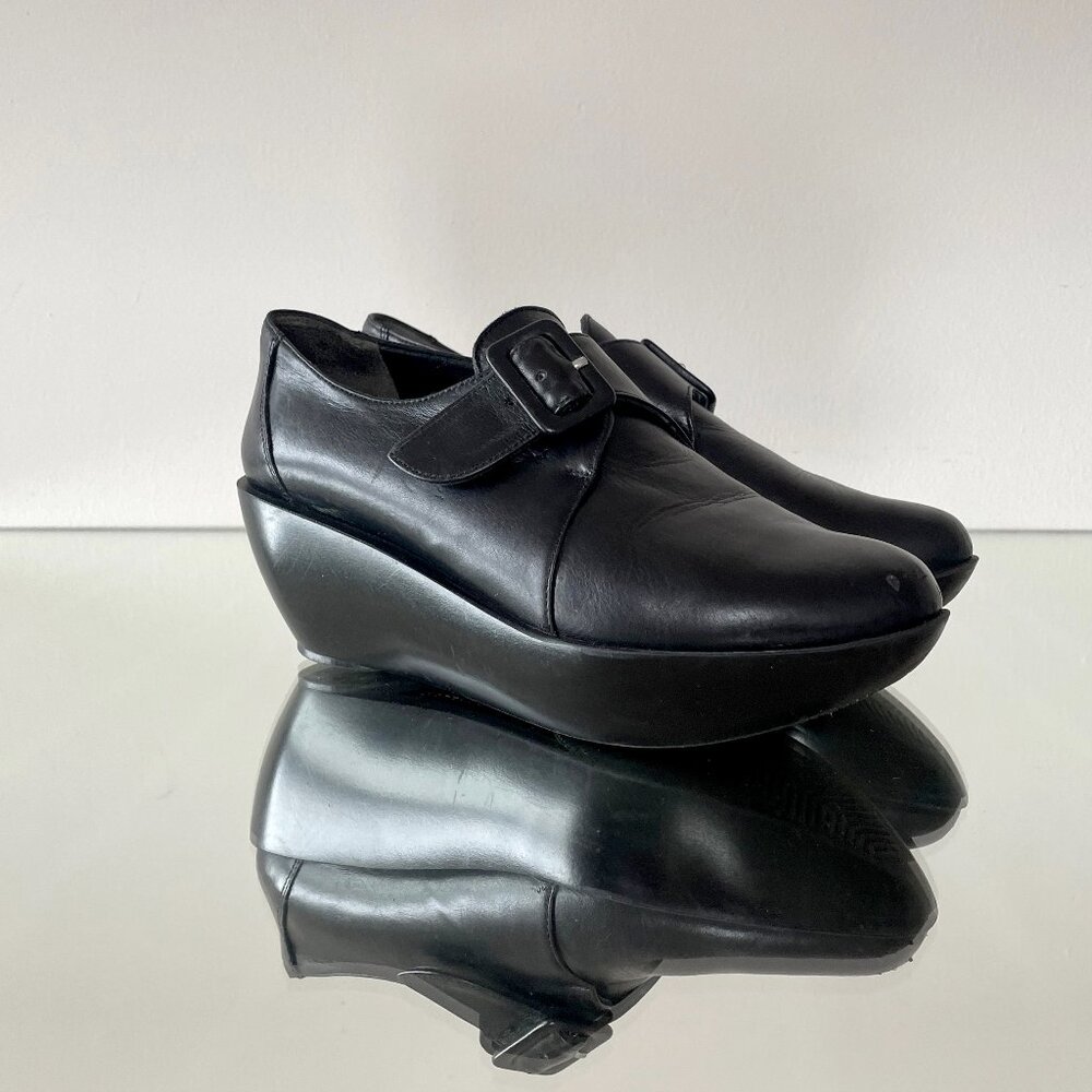 Robert Clergerie Leather Platform Flats in black size 5.5